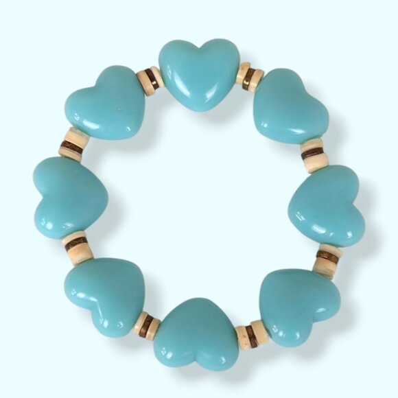 (2/$20) Blue Heart Stretch Bracelet - Picture 3 of 4